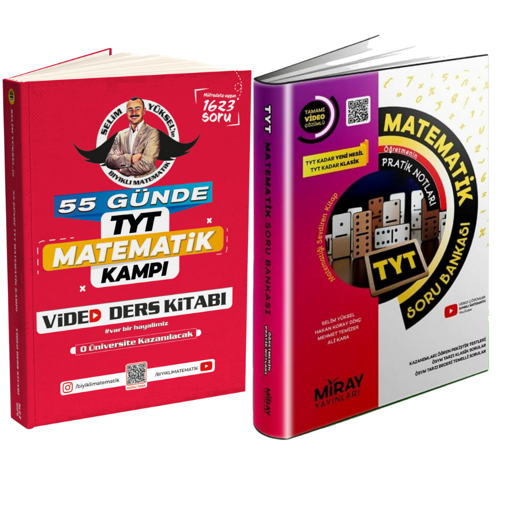 2 Li TYT Seti Bıyıklı Matematik 55 Günde Tyt Matematik Video Ders Kitabı Ve Miray Tyt Matematik Soru Bank