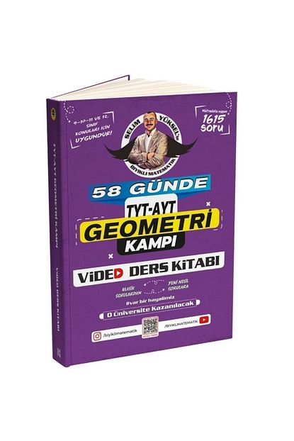 2li VidGEO Bıyıklı Matematik 55 Günde TYT Matematik ve 58 Günde Geometri Video kitabı SELİM YÜKSEL