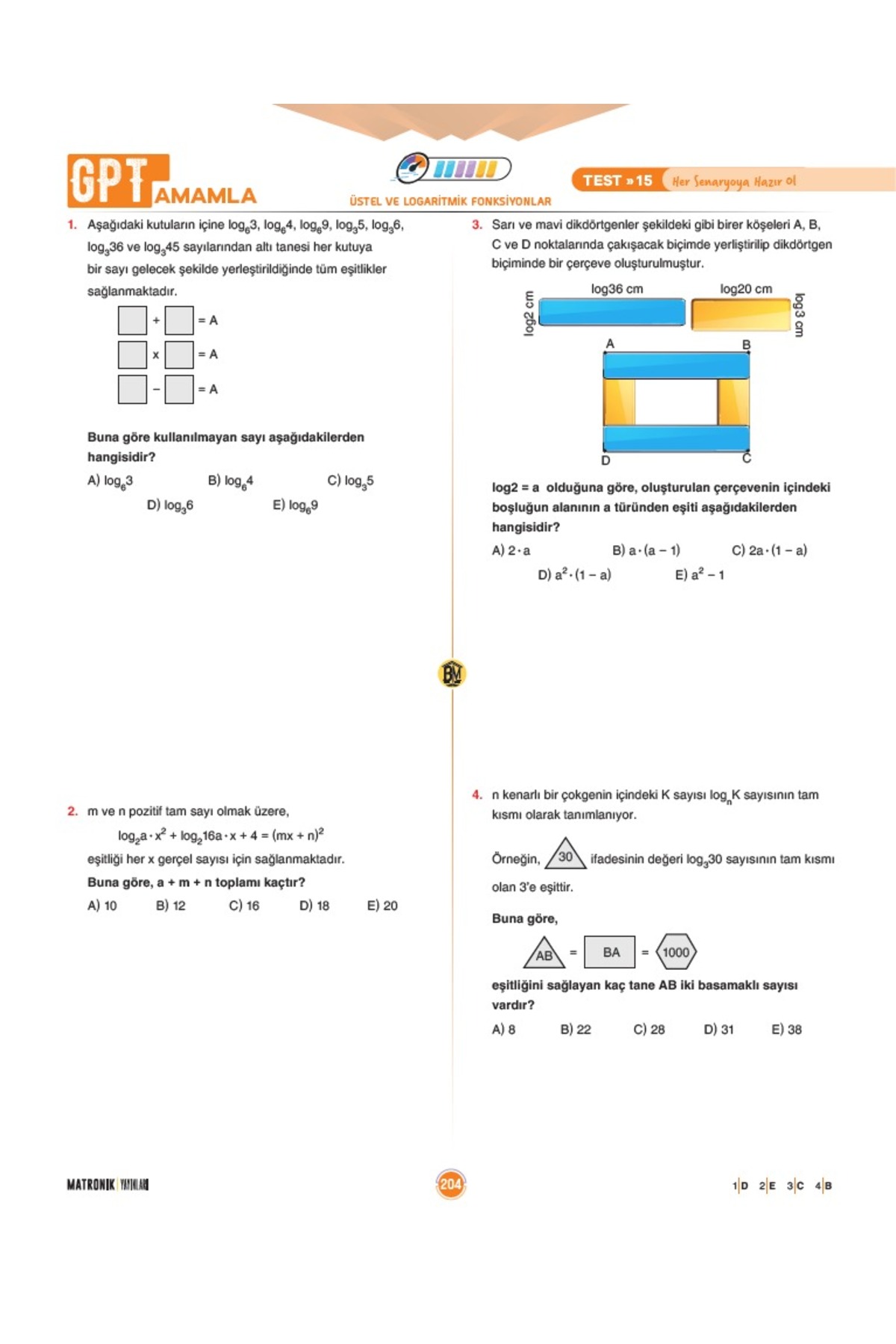GPT AYT Matematik Soru Bankası - - Matronik GPT AYT Matematik Soru Bankası - - Matronik