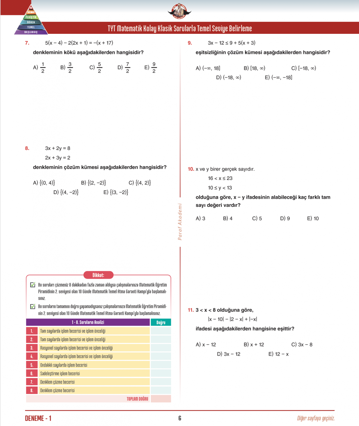 TYT Matematik Seviye Belirleme Denemeleri-Bıyıklı Matematik TYT Matematik Seviye Belirleme Denemeleri-Bıyıklı Matematik