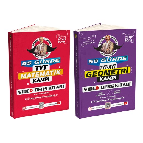 2 Li VİD Seti Bıyıklı Matematik 55 Günde Tyt Matematik ve 58 Günde Geometri Vid. Ders Kitabı