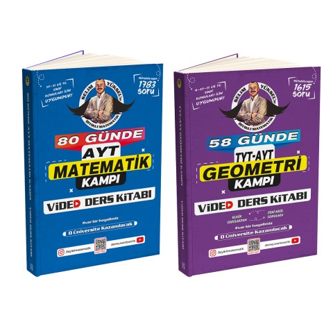2li Vidgeo  Bıyıklı Matematik 80 Günde AYT Matematik  Video ve 58 Günde Geometri Video Ders kitabı  SELİM YÜKSEL