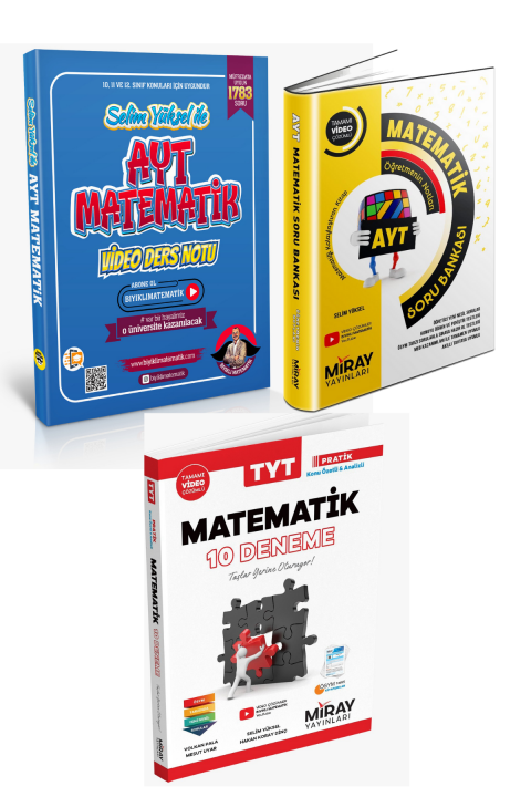 3 Lü Set Bıyıklı Matematik Ayt Video Ders Notu Miray Ayt Soru Bankası Ve 10 Lu  Tyt Deneme Sınavı