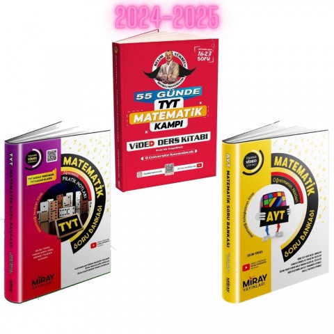 3 Lü Set Bıyıklı Matematik 55 Günde Tyt Matematik Video Ders Kitabı   Ve  Tyt Ayt Soru Bankası