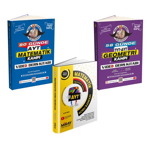 3 Lü SoruVideo  Bıyıklı Matematik 58 Günde TYT AYT Geometri Ders Notları- AYT Matematik 80 Ders Notu -  ve AYT SORU Bankası