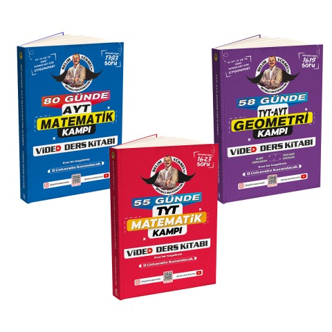 3 Lü Video Set Bıyıklı Matematik 55 Günde Tyt Matematik- 80 Günde AYT Matematik - 58 Günde TYT AYT Geometri Ders Notları 3 Lü Video Set Bıyıklı Matematik 55 Günde Tyt Matematik- 80 Günde AYT Matematik - 58 Günde TYT AYT Geometri Ders Notları