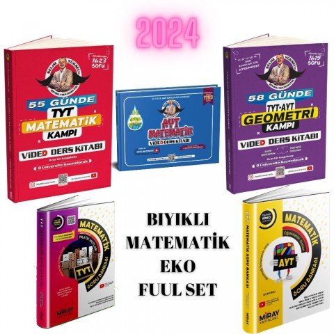 5 li EKO Bıyıklı Matematik  TYT-GEO-AYT EKO Video Ders Kitapları ve Miray Tyt -Ayt Matematik Soru Bank