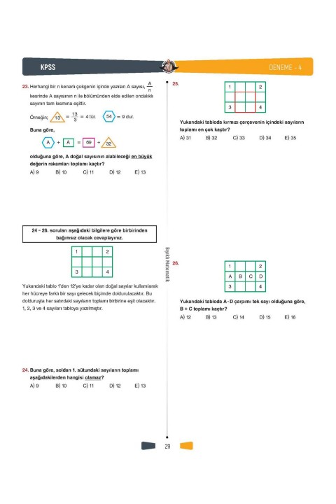 KPSS Matematik 20x30 Deneme Sınavı -