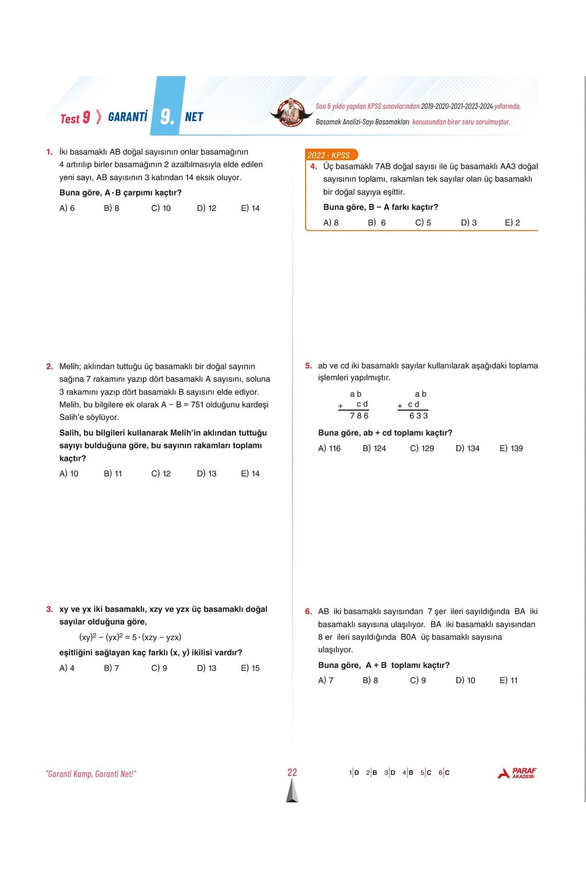 Paraf Akademi Kpss-ags 30 Net Matematik Geometri Soru Bankası