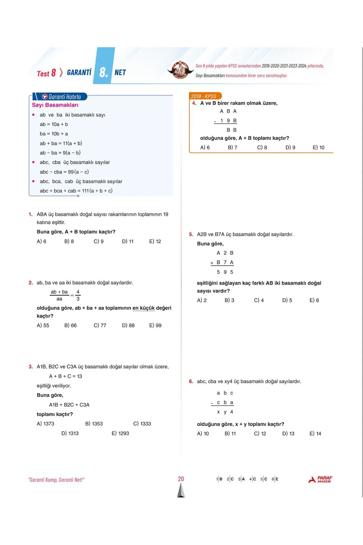 Paraf Akademi Kpss-ags 30 Net Matematik Geometri Soru Bankası