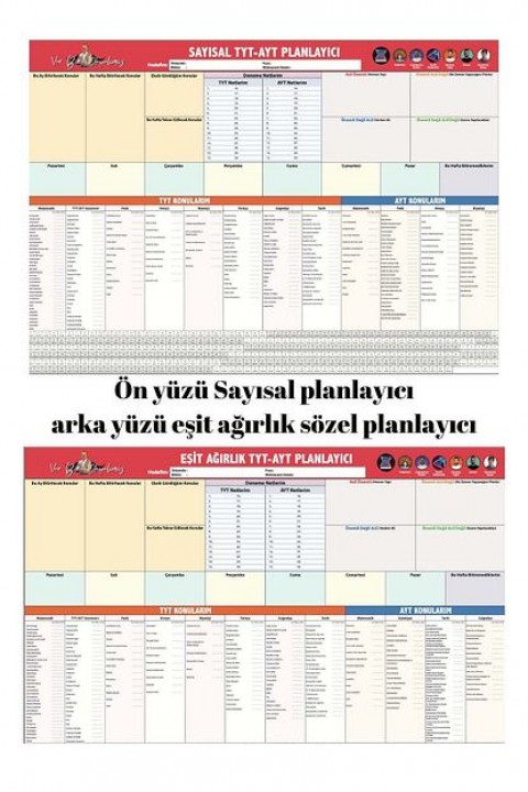 TYT-AYT PLANLAYICI DUVAR POSTERİ 80x54 ebatında